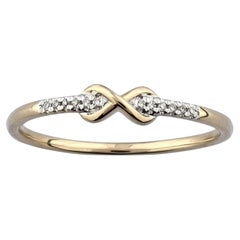 Modischer Ring aus 14-karätigem Gelbgold mit rundem Diamanten im „Infinity“-Design