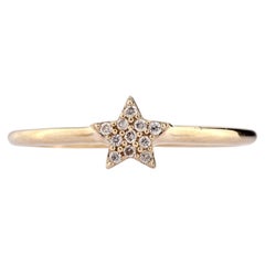 14KT Yellow Gold Round Cut Star Accent Diamond Ring