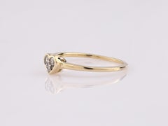 14KT Yellow Gold Round Diamond 0.12 Cts Heart Cluster Ring