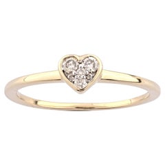 14KT Yellow Gold Round Diamond 0.12 Cts Heart Cluster Ring