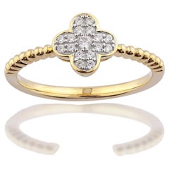 14KT Yellow Gold Floral Round Diamond Cluster Ring