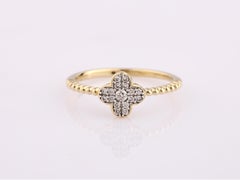 14KT Yellow Gold Floral Round Diamond Cluster Ring