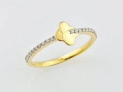 14KT Yellow Gold Clover Round Diamond 0.10 Cts Band Ring