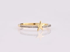 14KT Yellow Gold Star Round Diamond 0.09 Cts Band Ring