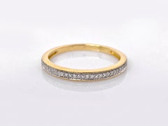 Bague d'éternité en or jaune 14 carats sertie de diamants, finition milgrain