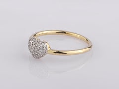 14K Yellow Gold Round Diamond Pave Cluster Heart Ring
