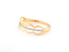 14KT Yellow Gold Geometric Round Diamond Band Ring