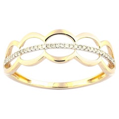 14KT Yellow Gold Geometric Round Diamond Band Ring