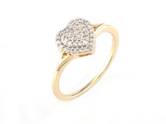 14KT Yellow Gold Round Diamond Heart Cluster Ring