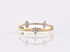 14K Yellow Gold Geometric 0.11 Cts Round Cut Diamond Ring