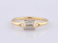 14KT Yellow Gold Geometric Diamond Cluster Split-Shank Gold Ring