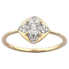 14KT Yellow Gold Diamond Cluster Rhombus Ring