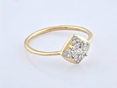 14KT Yellow Gold Diamond Cluster Rhombus Ring