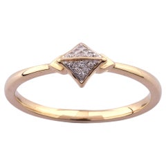 14KT Yellow Gold Geometric Diamond-Kite Ring 12 Natural Diamond