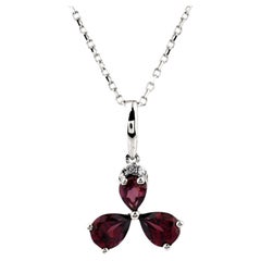14K White Gold Rhodolite 0.98 Cts Diamond Pendant Necklace