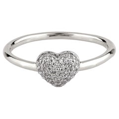 14K White Gold Round Diamond Pave Cluster Heart Ring