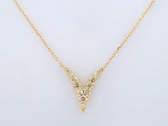 14KT Yellow Gold Diamond Chevron V-Pendant Necklace