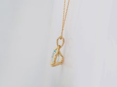 Collana con ciondolo in oro giallo 14 carati con acquamarina taglio a pera da 1,34 carati