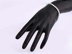 Pulsera tipo «tennis» de oro blanco de 14 quilates con diamantes redondos clásicos de 9,35 quilates