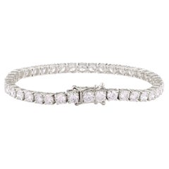 Pulsera tipo «tennis» de oro blanco de 14 quilates con diamantes redondos clásicos de 9,35 quilates