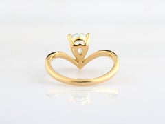 14KT Yellow Gold 1.34 Cts Pear Cut Pear Blue Aquamarine Solitaire Ring