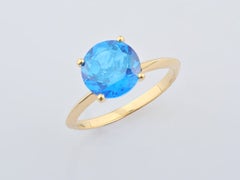 14KT Yellow Gold 4.42 Cts Round Cut Topaz Solitaire Ring