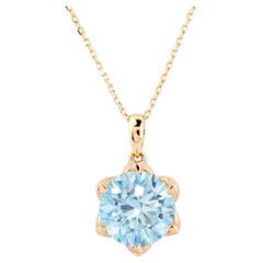 14KT Yellow Gold Celestial Blue Topaz Solitaire Pendant