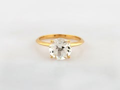 14K Yellow Gold 3.22 Cts Round Champagne White Topaz Solitaire Ring
