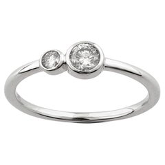14K White Gold Floral Cluster 0.31 Cts Diamond Band Ring