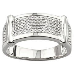 14KT White Gold Multi-Row Diamond Pave Wide Band Ring