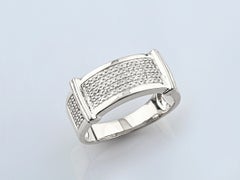 14KT White Gold Multi-Row Diamond Pave Wide Band Ring