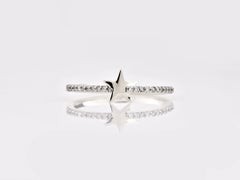 14KT White Gold Star Round Diamond 0.09 Cts Band Ring