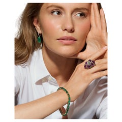 Bracelet de tennis en or jaune 14K avec émeraude de 21,40 carats