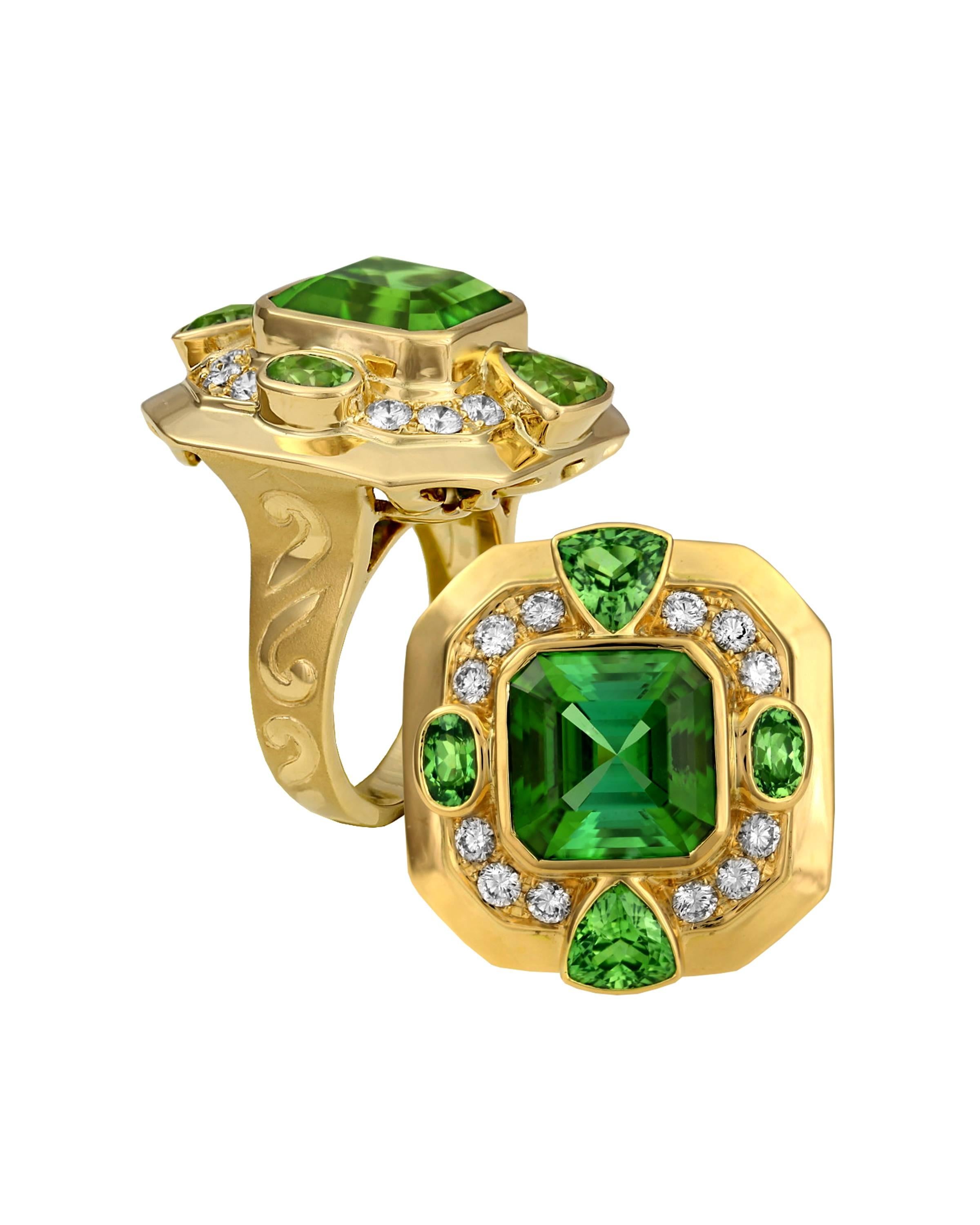 Crevoshay Black Opal Sapphire Emerald Diamond Gold Ring For Sale 1