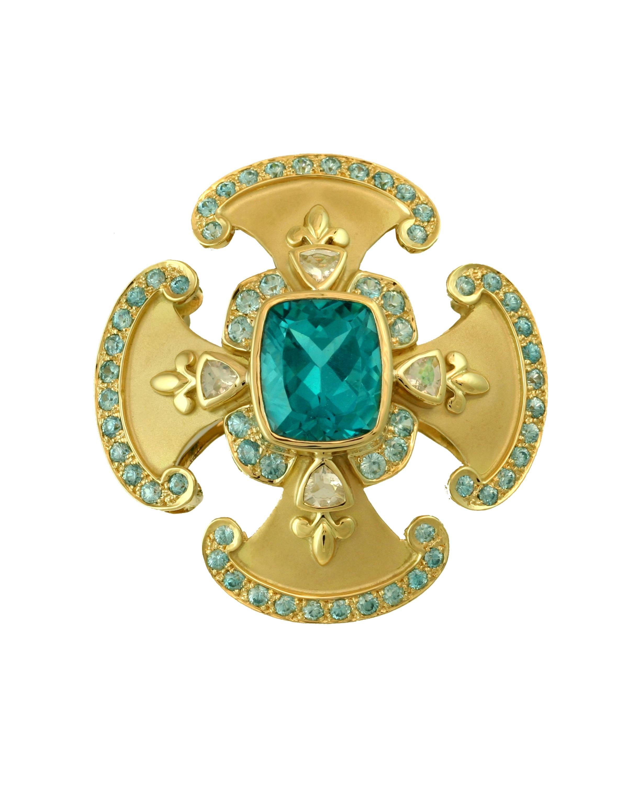Crevoshay Black Opal Sapphire Emerald Diamond Gold Ring For Sale 3