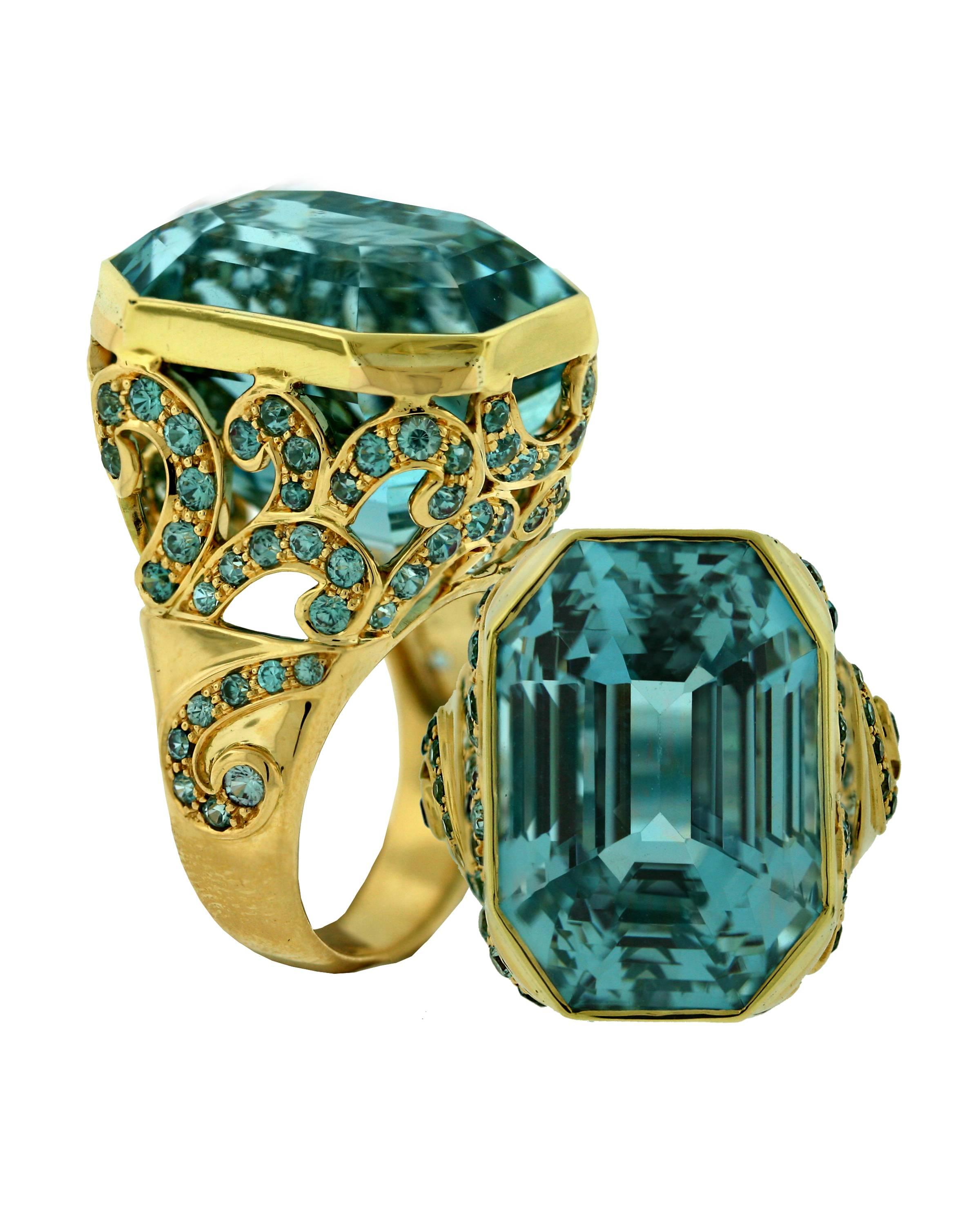 Crevoshay Black Opal Sapphire Emerald Diamond Gold Ring For Sale 5