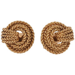1960s Bulgari Heavy Rope Pattern Gold Earrings