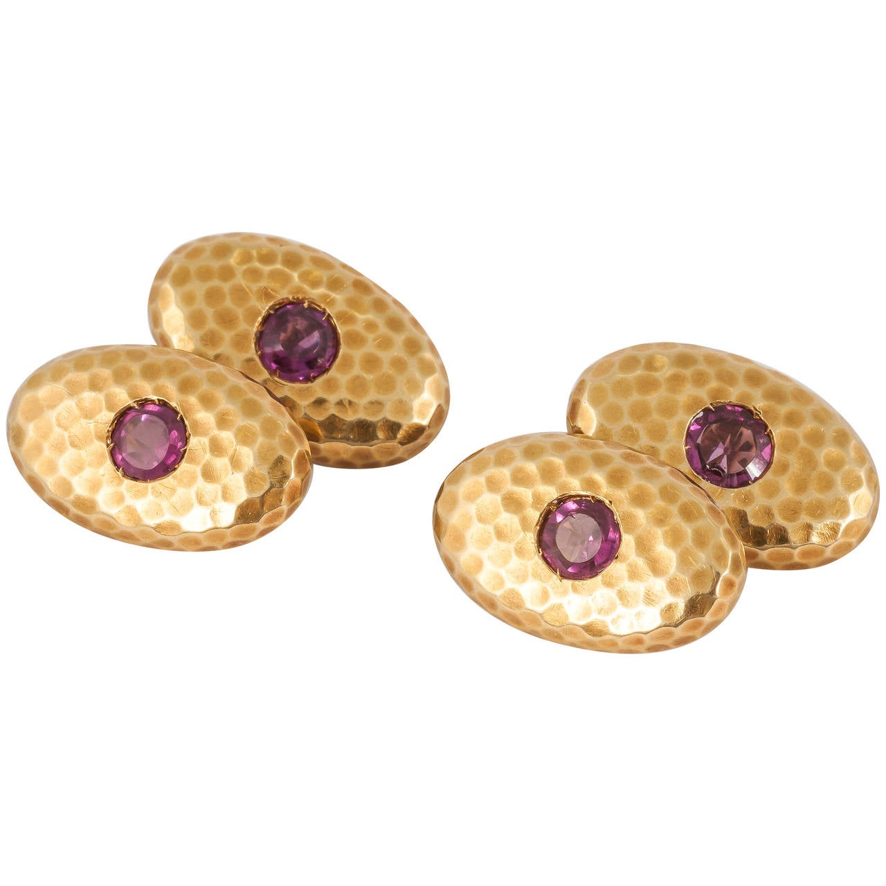 1920s Austrian Pink Tourmaline Gold Cufflinks