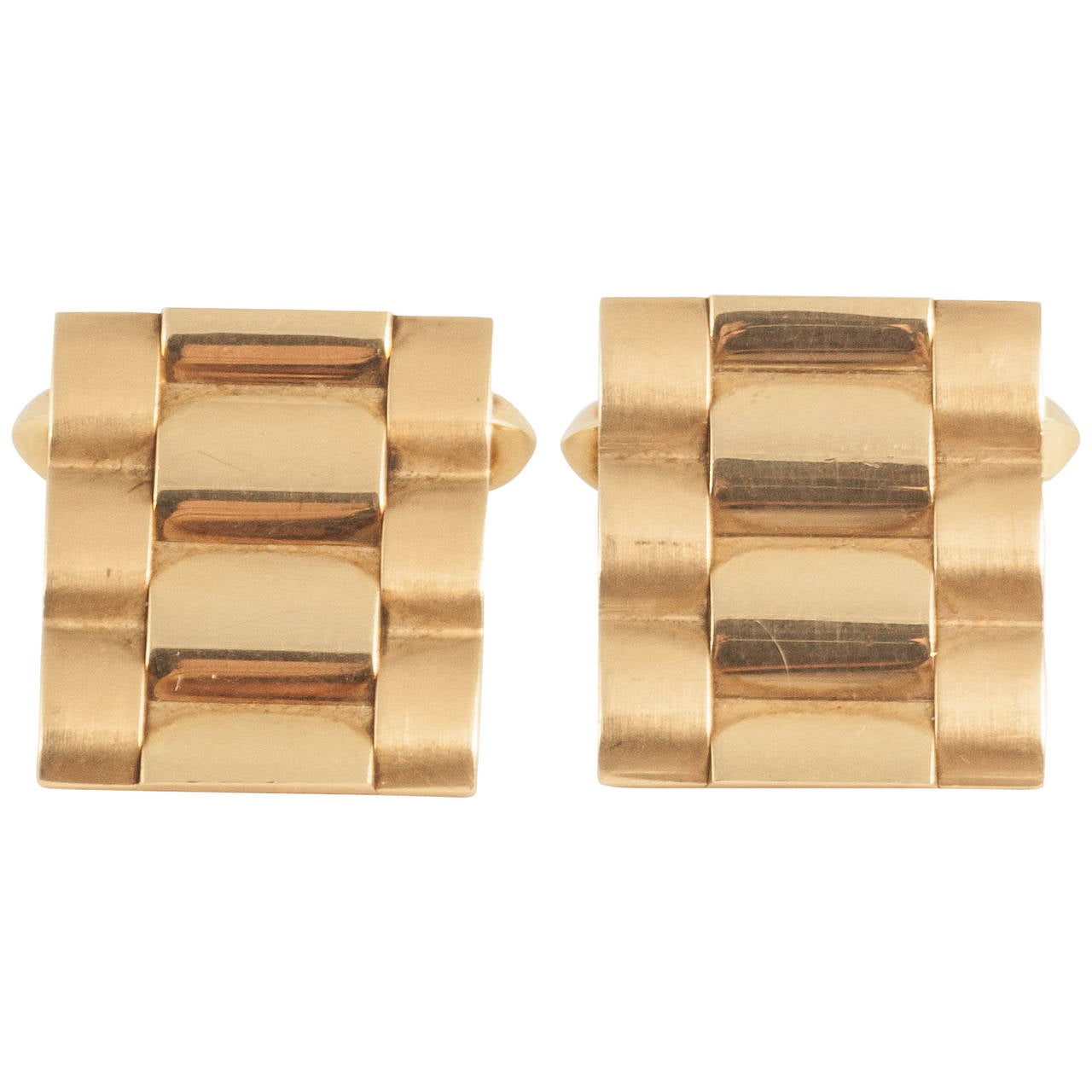 Kutchinsky Gold Cufflinks of Rolex Bracelet Design