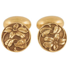 Riker Bros Art Nouveau Gold Cufflinks