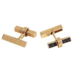 gold and sapphire baton cufflinks