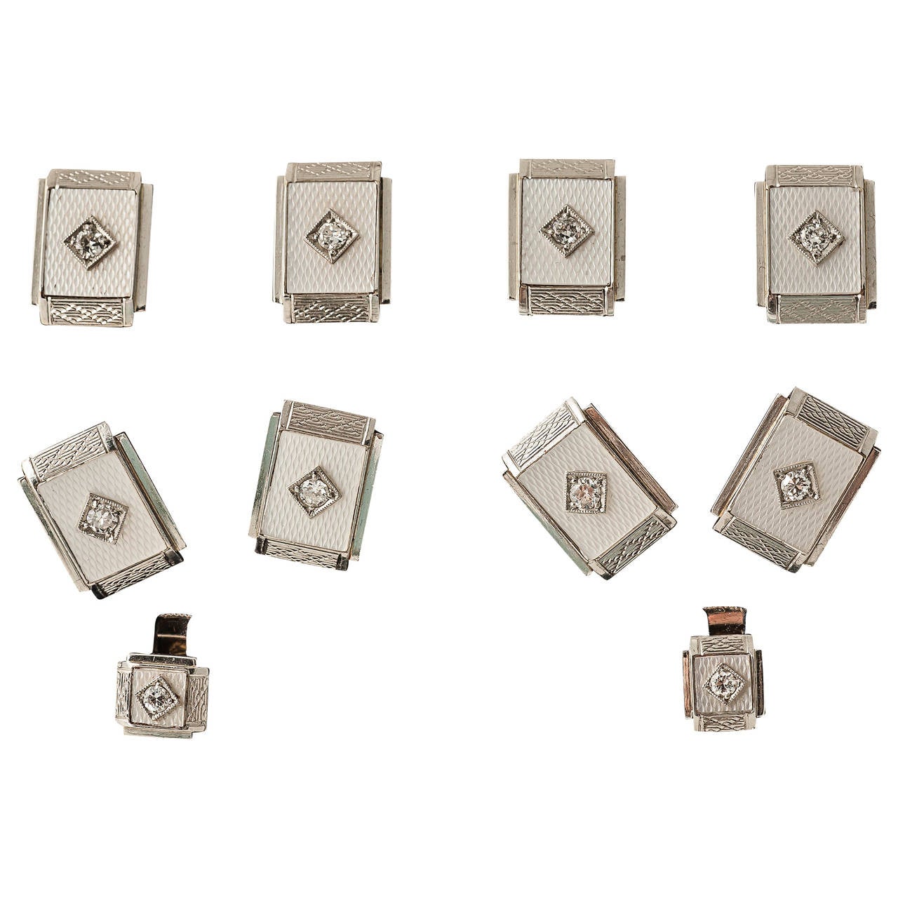 platinum, white gold, mother of pearl cufflinks buttons and studs c, 1920