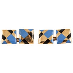 1930 Art Deco enamel gold cufflinks 5