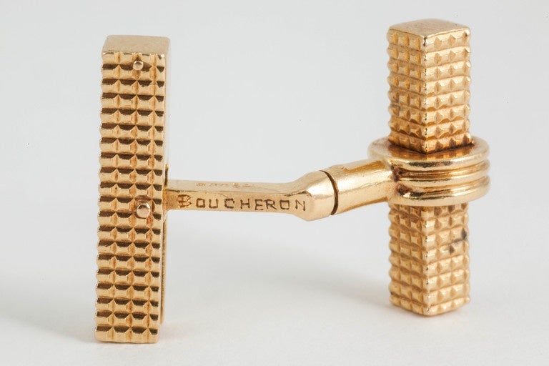 Men's gold and sapphire baton cufflinks