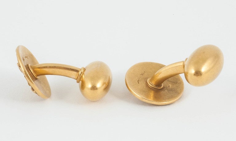 Women's or Men's Riker Bros Art Nouveau Gold Cufflinks