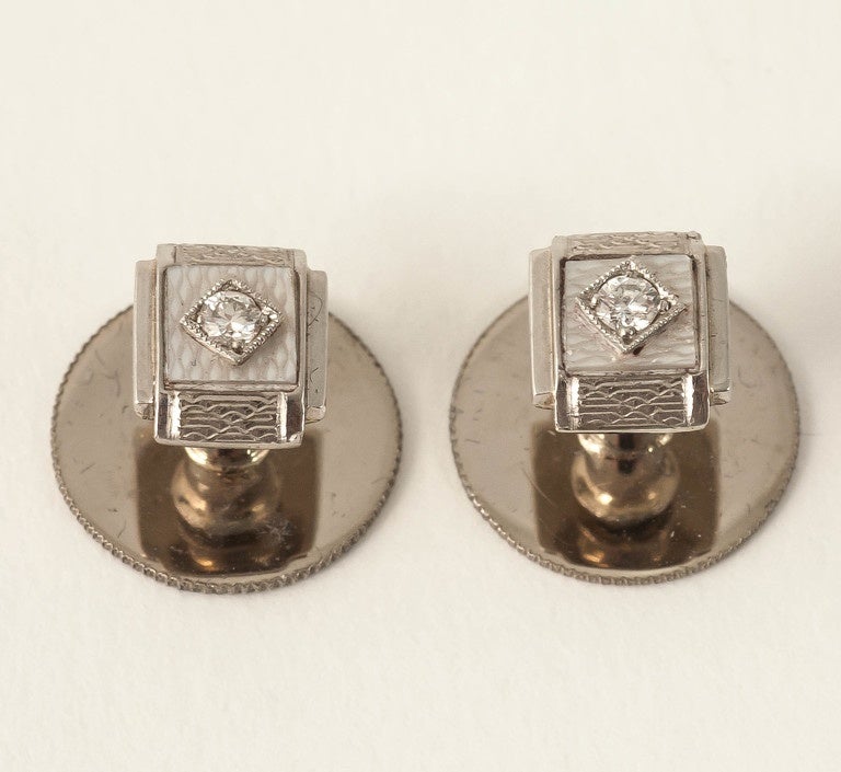 platinum, white gold, mother of pearl cufflinks buttons and studs c, 1920 1