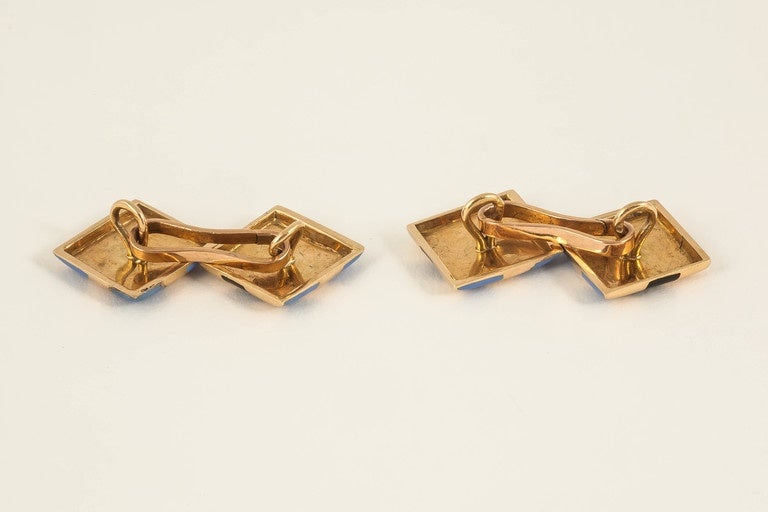 1930 Art Deco enamel  gold cufflinks In Excellent Condition In London, GB