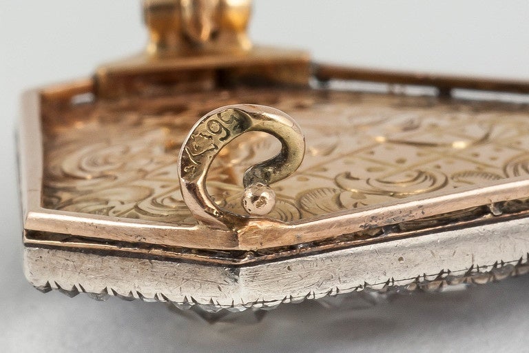 Women's Old Russian Enamel and Rose Cut Diamond Brooch For Sale