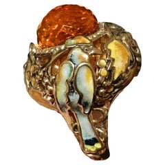 Anello Autunno in oro giallo 18K con Citrino di Madeira e smalto a caldo di Konforti