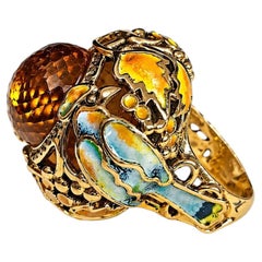 Handcrafted 33 Ct Madeira Citrine Cocktail Ring 18K Yellow Gold - Ready To Ship